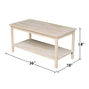 International Concepts Rectangle Portman Coffee Table, 36 in W X 18 in L X 18 in H, Wood, Unfinished OT-44